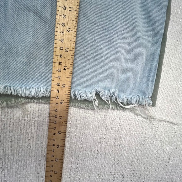 FRAME Denim Mini Skirt Womens Blue‎ Green Frayed Hem Utility Pockets - Picture 13 of 14